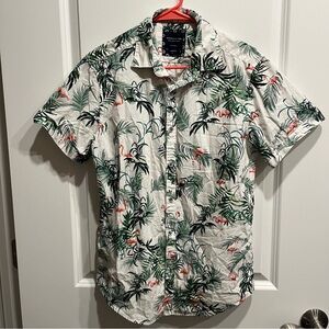 Denim & Flower Ricky Singh Flamingo Theme Button Down Shirt Mens S Slim …